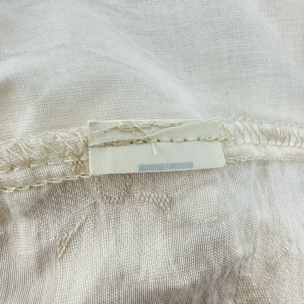 Zara Cream Textured Puff Sleeve Button Front Peplum Blouse Size S